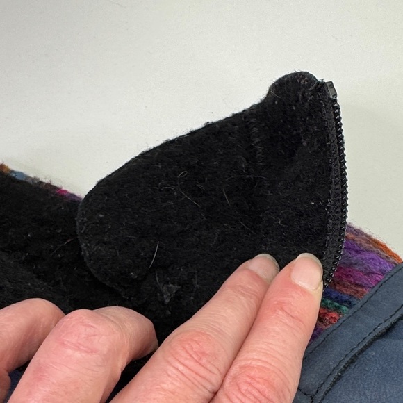 Rieker Women's Comfort Blue Leather Booties with Colourful Knit Accents - Picture 8 of 9